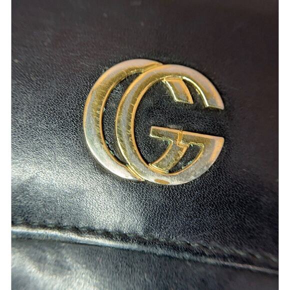 Authentic Gucci Black Leather Wallet Purse Gold Double G Hardware - Picture 6 of 11